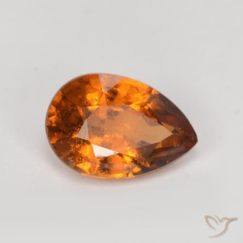 Grenat Hessonite Orange foncé naturelle En forme de poire, 0.79 ct, SI