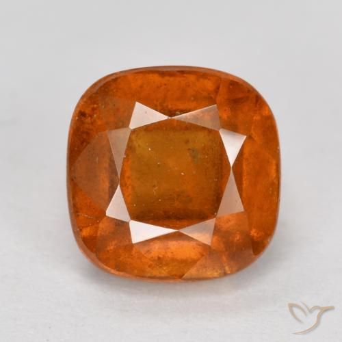 2.42ct Naturel Ambre orange Grenat Hessonite, Coussin, SI