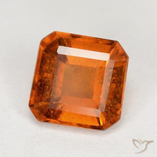 Grenat Hessonite Ambre orange naturelle Octogone / coupe Émeraude, 1.24 ct, VS-SI