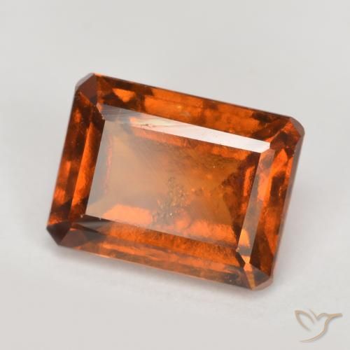 Grenat Hessonite Orange rougeâtre naturelle Octogone / coupe Émeraude, 2.16 ct, SI