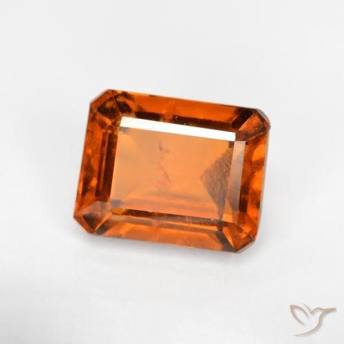 Grenat Hessonite Orange rougeâtre naturelle Octogone / coupe Émeraude, 2.14 ct, SI