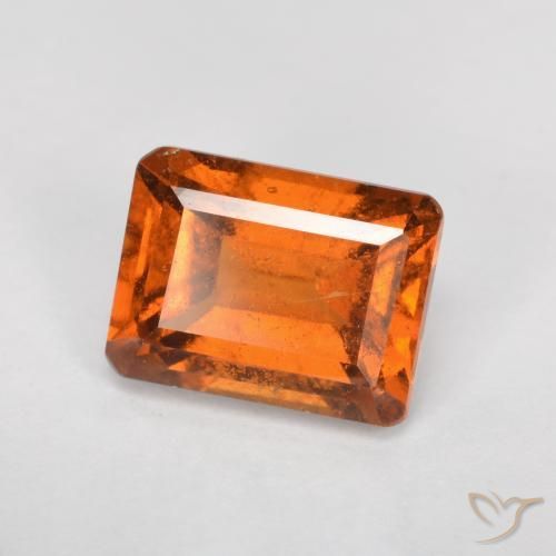2.27ct Naturel Orange foncé Grenat Hessonite, Taille émeraude, SI