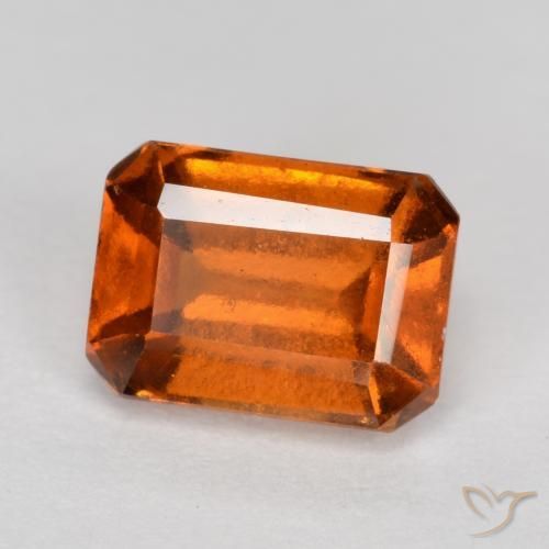 Grenat Hessonite Orange feu naturelle Octogone / coupe Émeraude, 1.45 ct, VS-SI