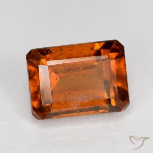Grenat Hessonite Orange foncé naturelle Octogone / coupe Émeraude, 1.65 ct, VS-SI