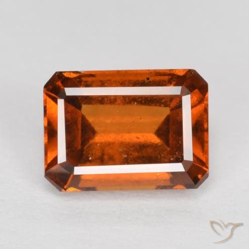 1.37ct Naturel Ambre orange Grenat Hessonite, Taille émeraude, VS