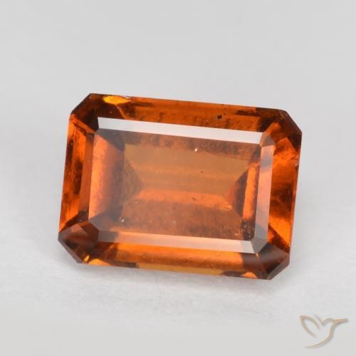 Grenat Hessonite Ambre orange naturelle Octogone / coupe Émeraude, 1.37 ct, VS