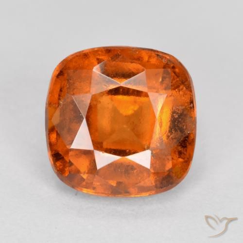 2.00ct Naturel Orange foncé Grenat Hessonite, Coussin, VS-SI