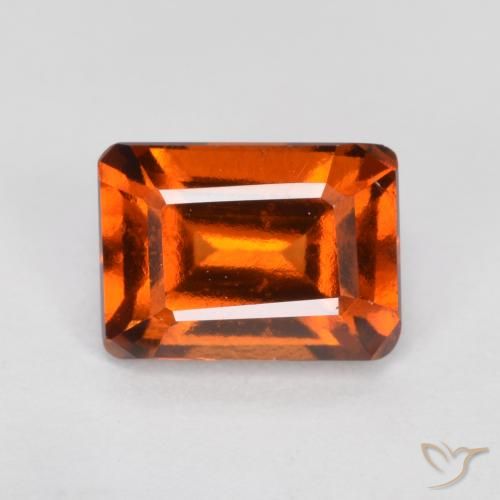 1.38ct Naturel Ambre orange Grenat Hessonite, Taille émeraude, VVS-VS