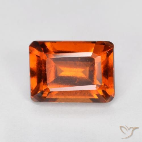 Grenat Hessonite Ambre orange naturelle Octogone / coupe Émeraude, 1.38 ct, VVS-VS