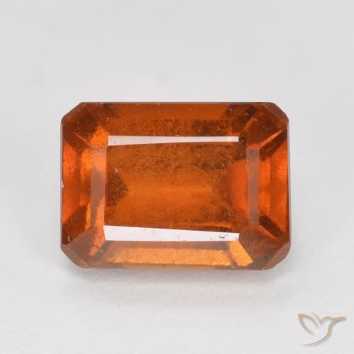 Grenat Hessonite Orange rougeâtre naturelle Octogone / coupe Émeraude, 1.58 ct, SI