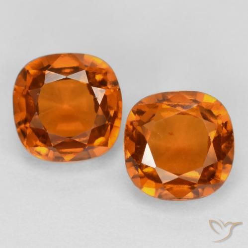 2.84ctw Naturel Orange foncé Grenat Hessonite, Coussin, VS-SI