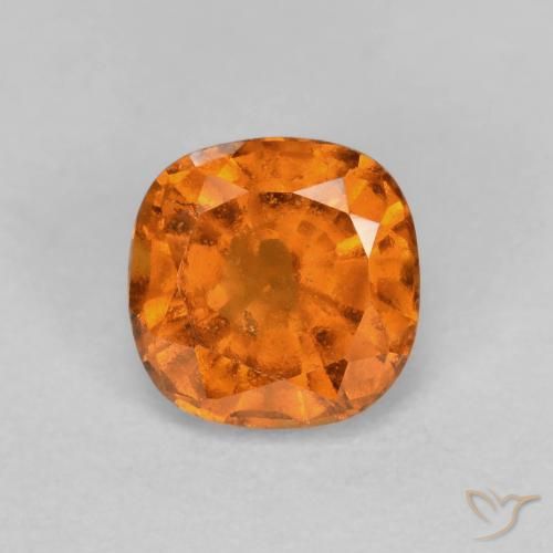 Grenat hessonite orange naturelle coupe coussin, 0,83 ct, SI