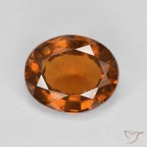 Grenat Hessonite Ambre orange naturelle ovale, 2.28 ct, VS