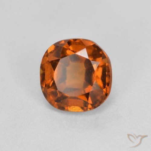 Grenat Hessonite Orange foncé naturelle Coussin, 1.42 ct, VS