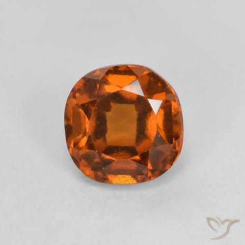 Grenat Hessonite Orange foncé naturelle Coussin, 1.42 ct, VS
