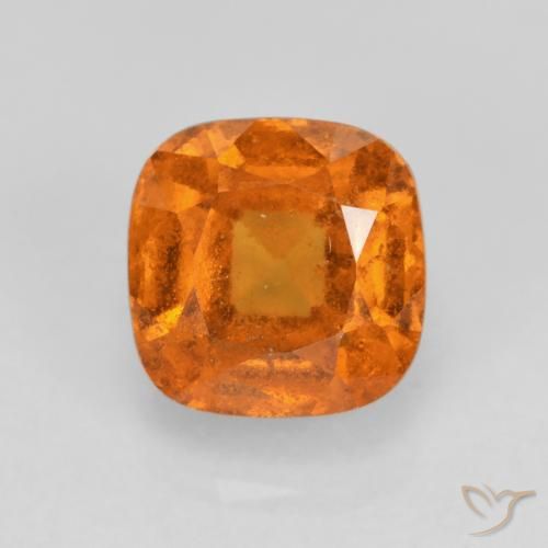 Grenat Hessonite Orange jaunâtre naturelle Coussin, 1.52 ct, VS-SI