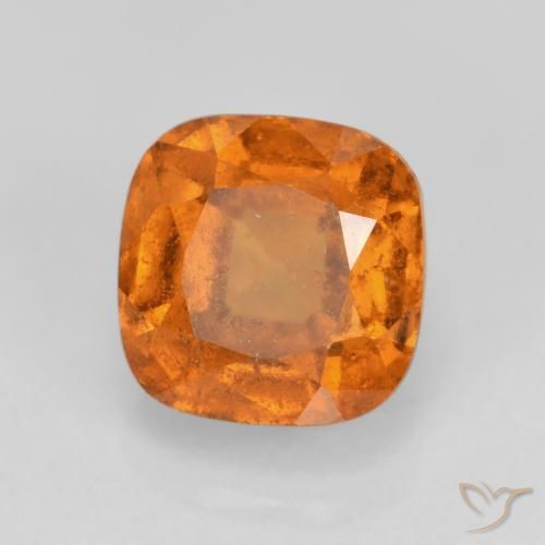Grenat Hessonite Orange jaunâtre naturelle Coussin, 1.52 ct, VS-SI