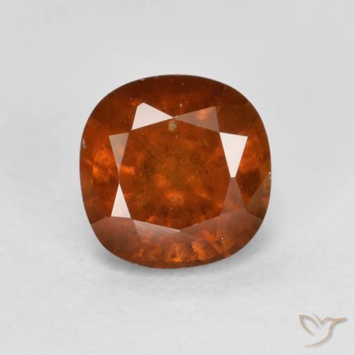 Grenat Hessonite Orange foncé naturelle Coussin, 1.24 ct, VS-SI