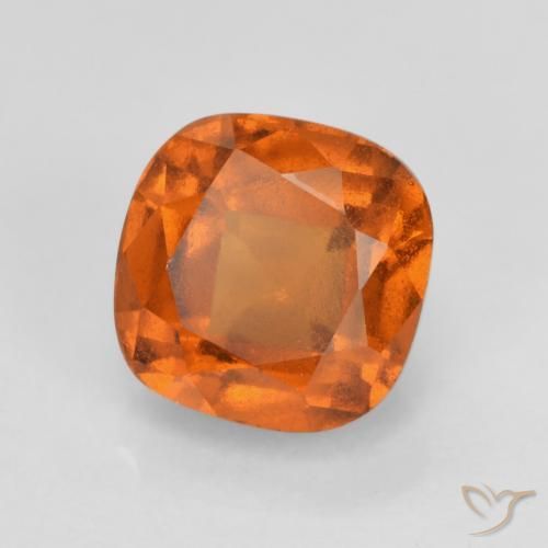 Grenat Hessonite Orange foncé naturelle Coussin, 1.40 ct, VS