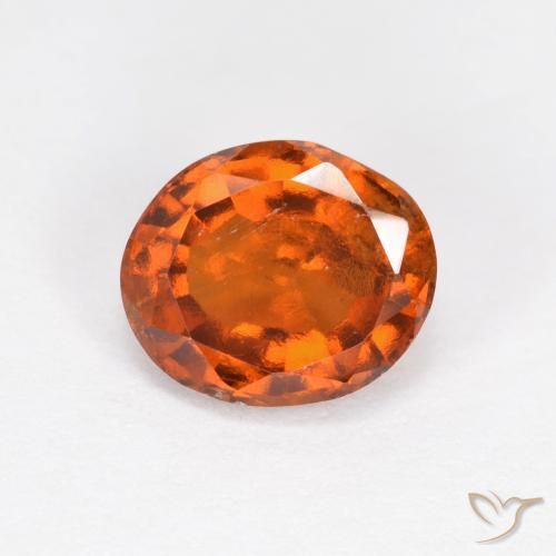 Grenat Hessonite Orange rougeâtre naturelle ovale, 1.70 ct, VS-SI