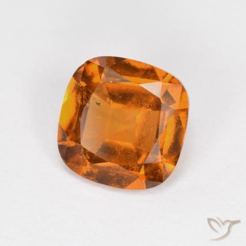 Grenat Hessonite Orange foncé naturelle Coussin, 1.55 ct, VS