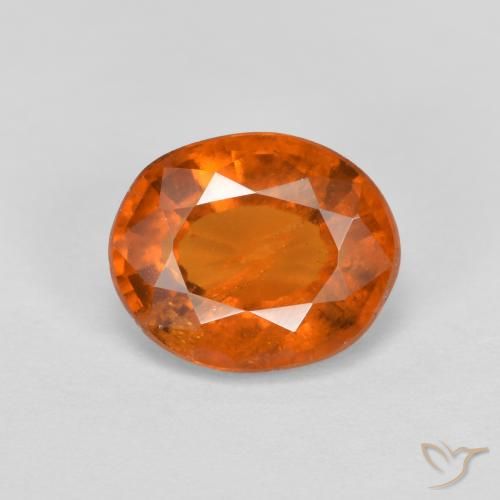 Grenat Hessonite Orange foncé naturelle ovale, 2.10 ct, VS-SI