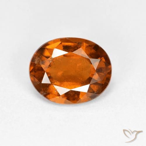 Grenat Hessonite Orange rougeâtre naturelle ovale, 1.86 ct, VS-SI