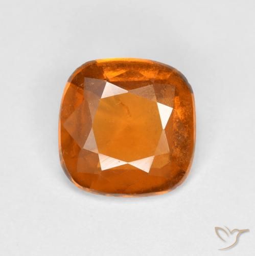 Grenat Hessonite Orange foncé naturelle Coussin, 1.31 ct, VS