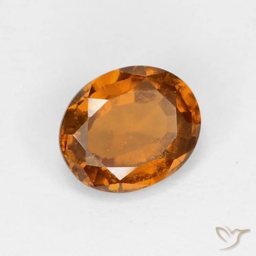Grenat Hessonite Orange jaunâtre naturelle ovale, 1.57 ct, VS-SI