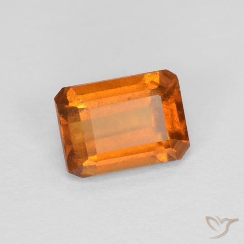 Grenat Hessonite Orange jaunâtre naturelle Octogone / coupe Émeraude, 1.25 ct, VS