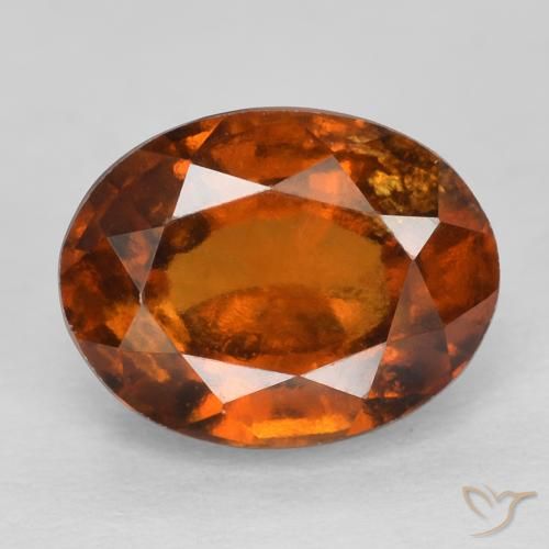 Grenat Hessonite Ambre orange naturelle ovale, 2.42 ct, VS
