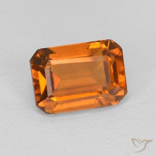 Grenat Hessonite Medium Dark-Orange naturelle Octogone / coupe Émeraude, 1.17 ct, VVS-VS