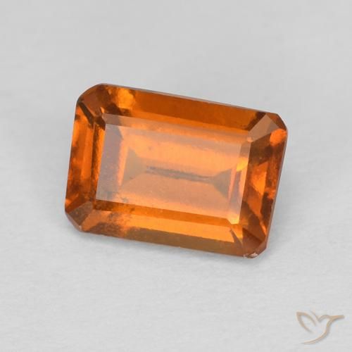 Grenat Hessonite Orange foncé naturelle Octogone / coupe Émeraude, 1.14 ct, VVS-VS
