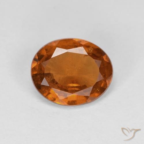 Grenat Hessonite Orange foncé naturelle ovale, 1.29 ct, VS