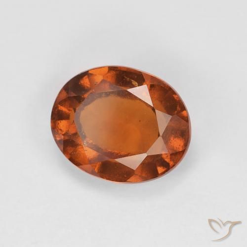 Grenat Hessonite Medium Dark-Orange naturelle ovale, 2.28 ct, VVS-VS