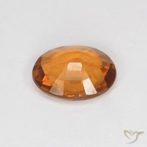 Grenat Hessonite Orange brunâtre naturelle ovale, 1.11 ct, VVS-VS