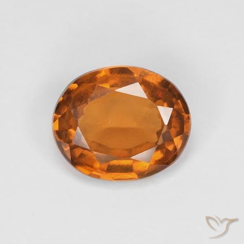 Grenat Hessonite Orange foncé naturelle ovale, 1.32 ct, VVS-VS