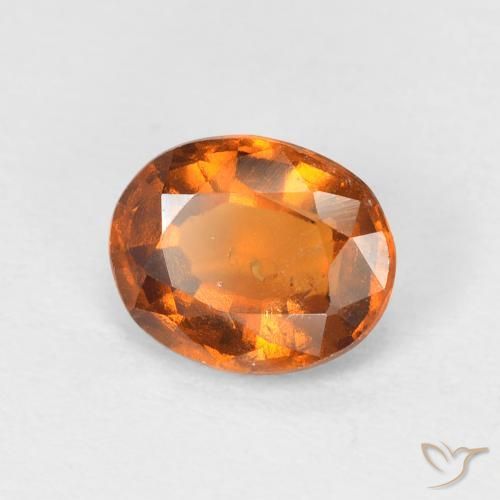 Grenat Hessonite Orange jaunâtre naturelle ovale, 1.38 ct, VS