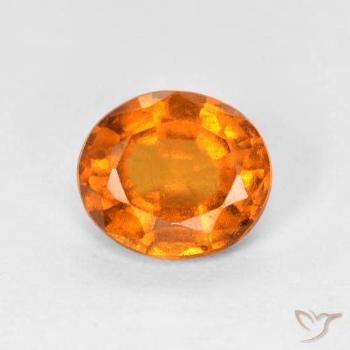 Grenat Hessonite Ambre orange naturelle ovale, 1.32 ct, VS