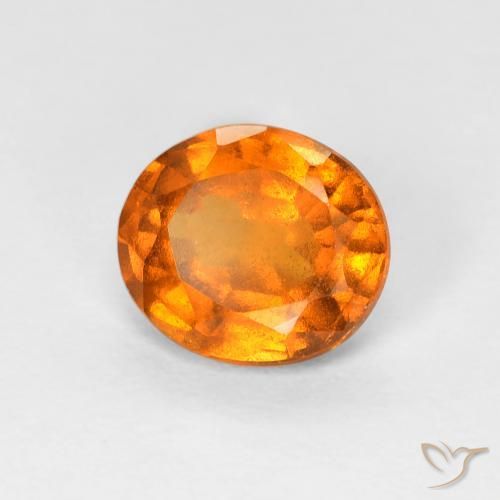 Grenat Hessonite Ambre orange naturelle ovale, 1.32 ct, VS