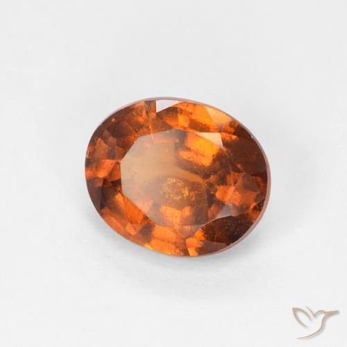 Grenat Hessonite Orange rougeâtre naturelle ovale, 1.39 ct, VS-SI