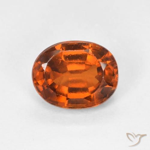 Grenat Hessonite Orange rougeâtre naturelle ovale, 1.54 ct, VS