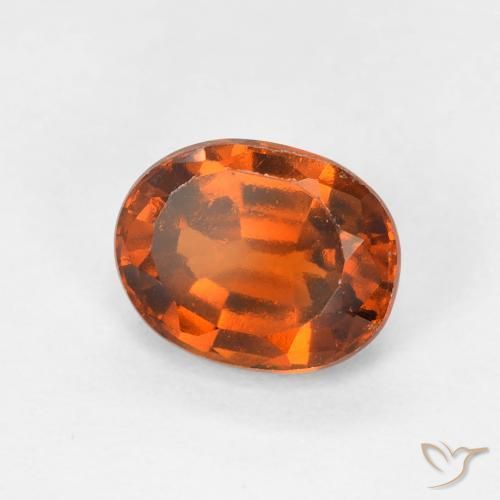 Grenat Hessonite Orange rougeâtre naturelle ovale, 1.54 ct, VS