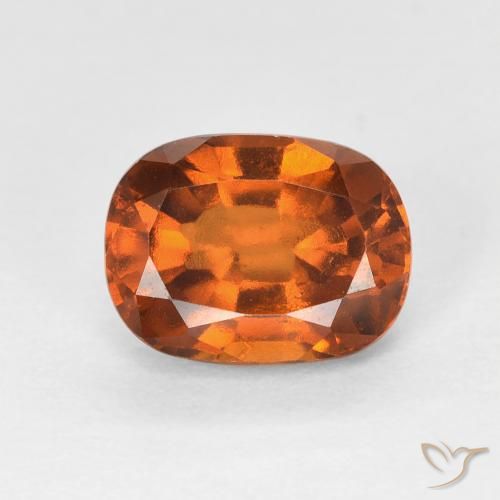 Grenat Hessonite Orange foncé naturelle Coussin, 1.78 ct, VVS-VS