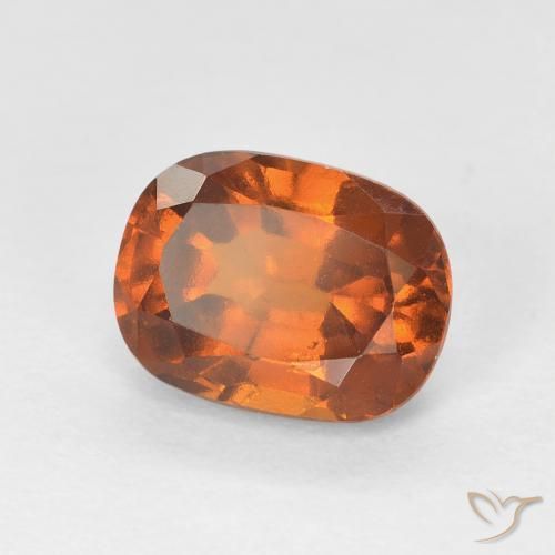 Grenat Hessonite Orange foncé naturelle Coussin, 1.78 ct, VVS-VS