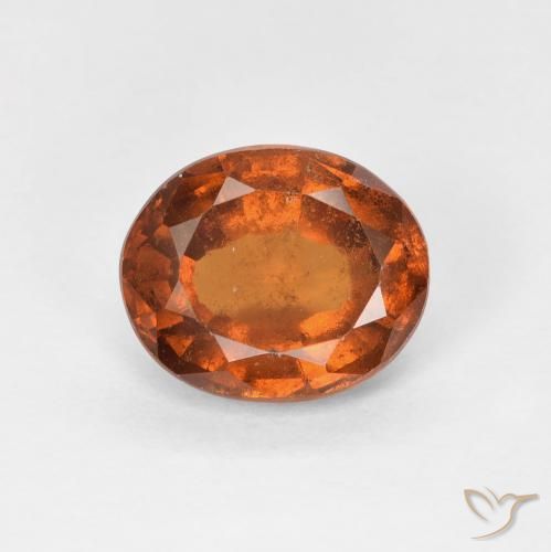 Grenat Hessonite Medium Dark-Orange naturelle ovale, 1.75 ct, VS