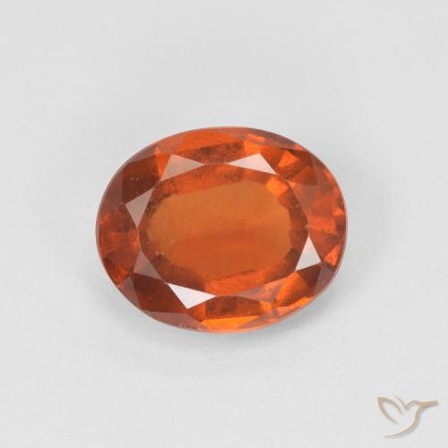 Grenat Hessonite Orange rougeâtre naturelle ovale, 1.47 ct, VS
