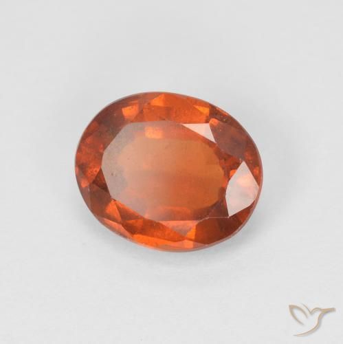 Grenat Hessonite Orange rougeâtre naturelle ovale, 1.47 ct, VS