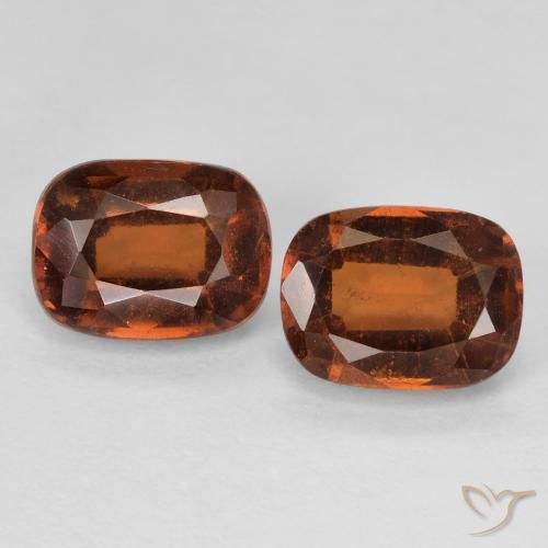 4.13ctw Naturel Orange foncé Grenat Hessonite, Coussin, VS-SI
