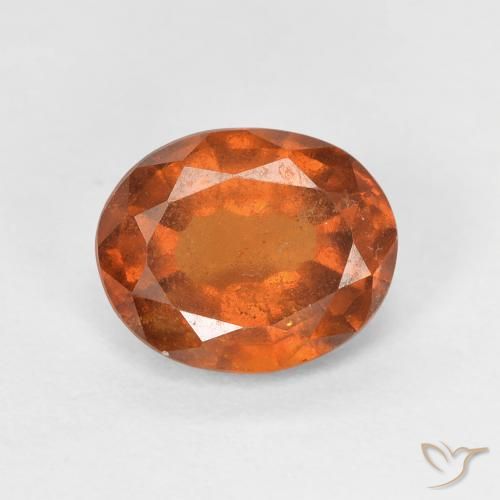 1.45ct Naturel Orange foncé Grenat Hessonite, ovale, VS-SI